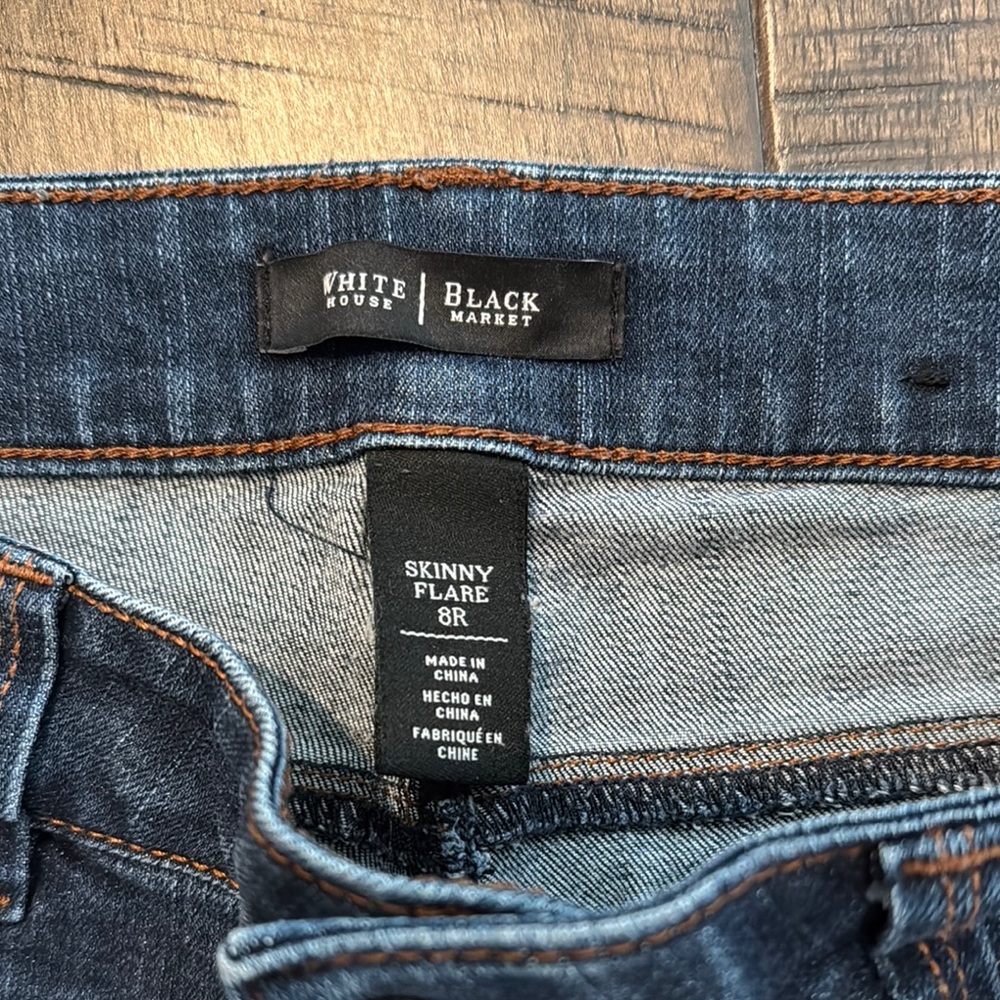 White House Black Market Skinny Flare Blue Women's Jeans size 8 - Picture 2 of 8
